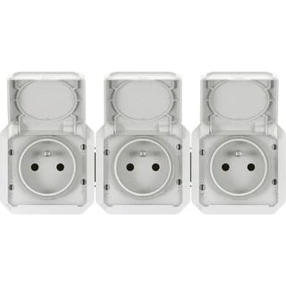 Afbeelding van Legrand plexo 3v contactdoos pa 2p a voorbedraad horizontaal ip55 ik08 wit 069644l