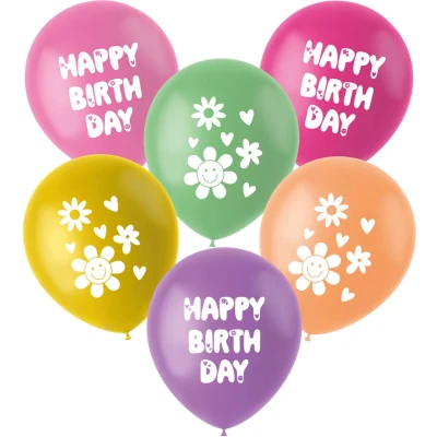 Afbeelding van Folat Ballonnen boho girlz happy birthday 6 stuks