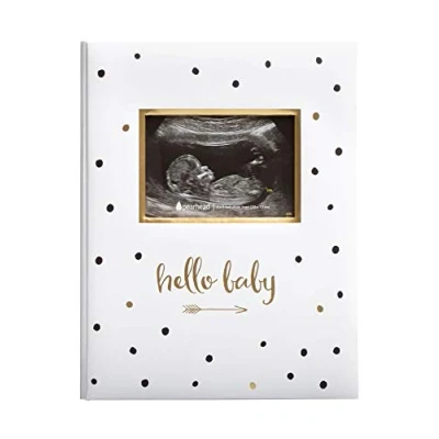 Afbeelding van Pearhead Hello Baby Memory Book, Milestone Journal, New Mum Gift, Pasgeboren Baby, doordachte aandenken voor doop of doop, zwart wit stippen, UK Engelse versie