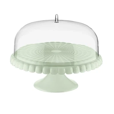 Afbeelding van Guzzini Tiffany, Taartschaal met belletje, Taartvorm deksel Mauve Groen, Ø 30 x h27 cm 199401243