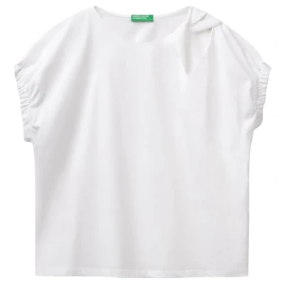 Afbeelding van United Colors of Benetton KNOT AND Cutout Tshirt print, Dames, Maat: Large, White