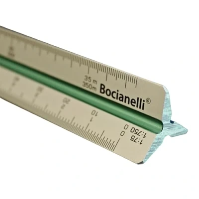 Afbeelding van Bocianelli schaal liniaal 30 cm aluminium driekantige 1:10 1:20 1:25 1:50 1:75 1:100 1:125 1:200 1:250 1:500 1:750 1:1250 metalen voor architect kt of