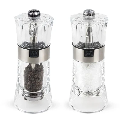 Afbeelding van Peper en zoutmolen Peugeot Oslo Transparant Inox 14 cm (Set van 2)