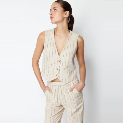 Afbeelding van Trendyol TWOSS24YE00025 Volwassenen Vrouwen Hesje Beige 36
