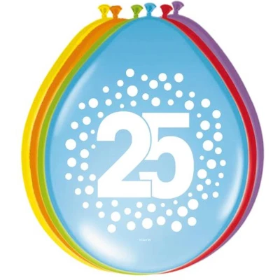 Afbeelding van Ballonnen 12in/30cm Rainbow Dots 25 /8