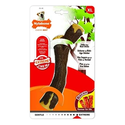 Afbeelding van Nylabone Extreme kauwbot Nylon Houten stok met baconsmaak Voor de Krachtigste Kauwers In Medium of Extra Large X