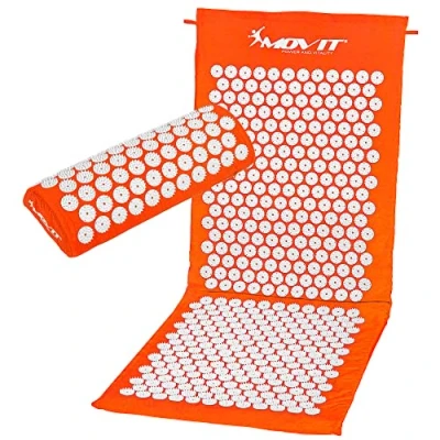 Afbeelding van MOVIT® Acupressuurmat met Kussen Shakti mat Spijkermat 130 x 50 cm Oranje