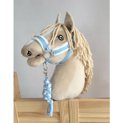 Afbeelding van Hobby Paardenset: A3 halster met bont + touwtje. Set zonder paard. Wit en muntwit.