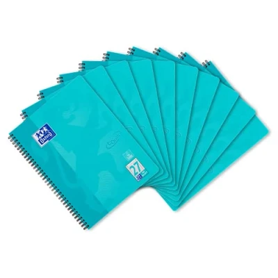 Afbeelding van Oxford Touch Collegeblok A4 gelinieerd met dubbele rand, 80 vellen, aqua, 10 stuks