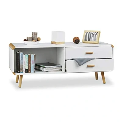Afbeelding van dressoir met 2 laden lang poten 48 x 120 40 cm wit