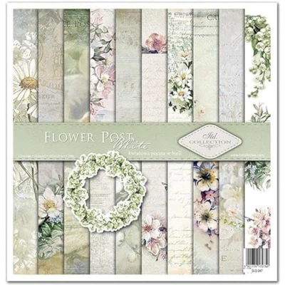 Afbeelding van ITD Collection scrapbooking pakket 12x12 inch, papier, decoratief decoupage, kaarten maken, papierformaat 310 x 320 mm (Flower Post White, SLS047)