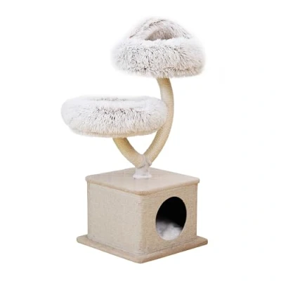 Afbeelding van Fudajo krabpaal in takkenmodel 95 cm met pluche en sisal kattenkrabpaal grot kattenboom