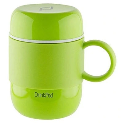 Afbeelding van Pioneer DrinkPod met handvat, isolatiebeker van roestvrij staal, 0,28 l, dubbelwandig, 6 uur warm, 24 koel, lekvrij, BPA vrij, groen