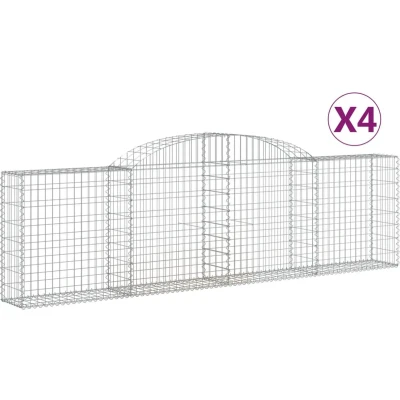 Afbeelding van vidaXL Schanskorven 4 st gewelfd 300x30x80/100 cm gegalvaniseerd ijzer