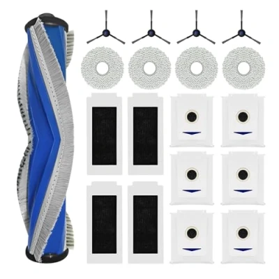 Afbeelding van 19 delige accessoireset voor Ecovacs Deebot T30 Pro Omni, 1 rubberen hoofdborstel, 4 filters, reinigingsdoeken, zijborstels, 6 stofzakken