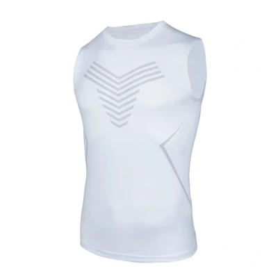 Afbeelding van AMZSPORT Compressieshirt voor heren, sport, mouwloos, basislaag, sneldrogend, top, 111042 wit, M