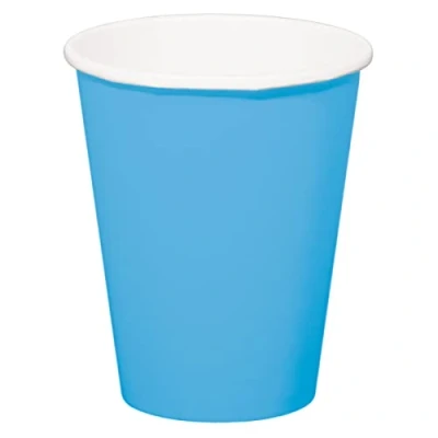 Afbeelding van 8x stuks drinkbekers van papier blauw 350 ml Feestbekertjes