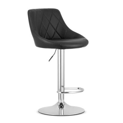 Afbeelding van Barkruk AREX Kunstleer Zwart, Chromen Basis, Rugleuning, Modern Design, Hoogte Verstelbaar, 360 Draaibaar, Max. 120 kg