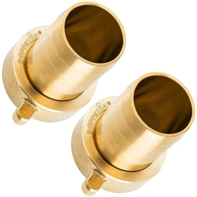 Afbeelding van Poppstar 2x Slangverbinder 1 1/4 Inch Messing (incl. Wartelmoer met Dichting) Slangkoppeling 1/4&quot; Binnendraad op Slangtule (32 mm)