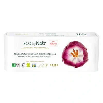 Afbeelding van Eco by Naty Kraamverband voor Vrouwen Zwangerschaps en Postpartum Pads Kraamzorg Herstel, Absorberende Lekbescherming (10 Stuks)