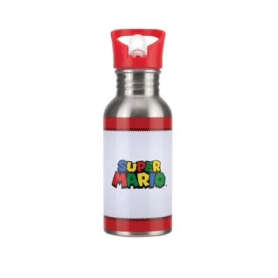 Afbeelding van Nintendo Super Mario metalen waterfles met rietje 500ml