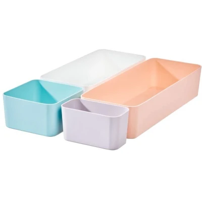 Afbeelding van iDesign Gerecyclede lade organizerset, opbergbakjes, keuken of badkamerorganizer, 4 delige set, van gerecycled kunststof, meerkleurig
