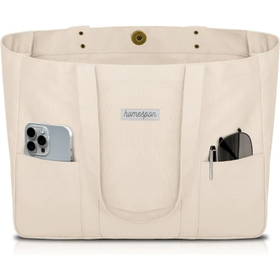 Afbeelding van Canvas Tote Bag dames handtas grote shopper tassen schoudertas met laptopvak
