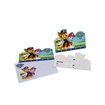 Afbeelding van tib 19705 Paw Patrol uitnodigingskaarten A6 met enveloppen C6 Set van 12 stuks, meerkleurig, één maat