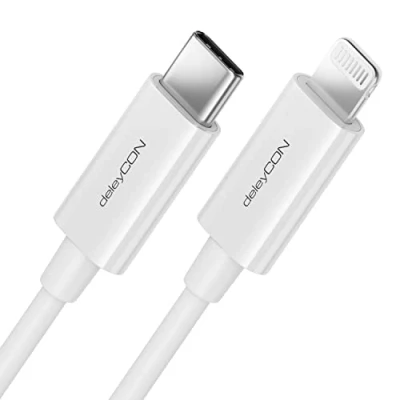 Afbeelding van deleyCON 2m USB C naar Lightning 8 Pins Oplaadkabel Datakabel Ultrasnelle MFi Gecertificeerd voor Apple iPhone 14 13 12 11 Pro Max Mini Power Delivery Wit