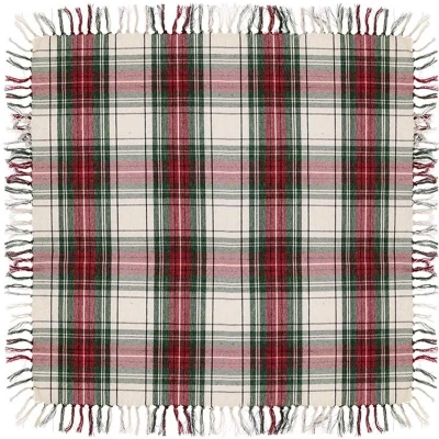 Afbeelding van Unique Living Tafelkleed Xmas Tartan 90x90cm White