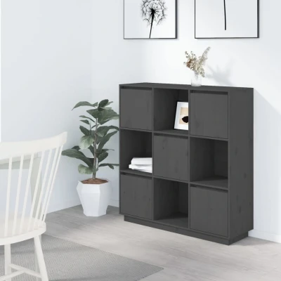 Afbeelding van Hoge kast 110,5x35x117 cm massief grenenhout grijs