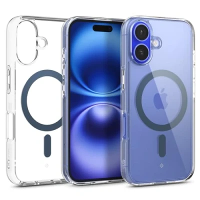 Afbeelding van Caseology Capella Mag voor iPhone 16 Hoesje [Ultra Clear] Magnetische Militair Grade Drop Bescherming Zijkant Grip Patronen Case Cover Clear Ocean Blue
