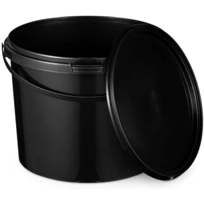 Afbeelding van BenBow Emmer met deksel, 3 l, zwart, 10 x liter, geschikt voor levensmiddelen, stabiel, luchtdicht, lekvrij, geurneutraal, opbergcontainer van kunststof, handvat, leeg