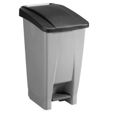 Afbeelding van Sunware Basic vuilnisbak 60 liter 49x38x70cm met wielen/voetpedaal/handvat grijs/zwart