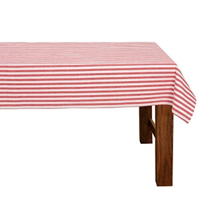 Afbeelding van FILU tafelkleed 100 x 140 cm rood/wit gestreept (kleur en grootte naar keuze) hoogwaardig vervaardigd van 100% katoen
