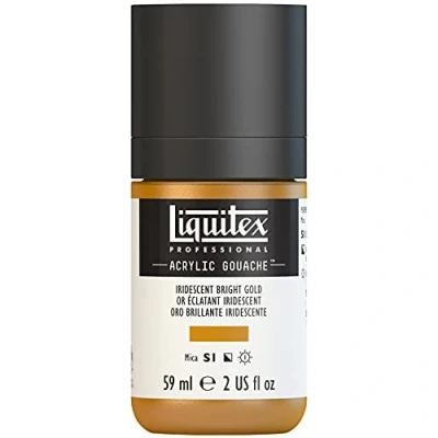 Afbeelding van Liquitex 2059234 Professional Acrylic Gouache, acrylverf met gouache eigenschappen, lichtecht, watervast 59ml Fles,Iriserend helder goud