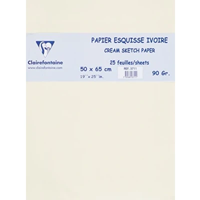 Afbeelding van Clairefontaine 3711C Schetspapier, 90 g, 50 x 65 cm, 25 vellen, ideaal voor kunstenaars of school), wit