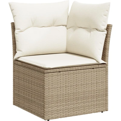 Afbeelding van vidaXL 9 delig Tuinsofa Set met Kussens Beige Poly Rattan Acacia