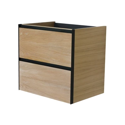 Afbeelding van Wiesbaden Lotus wastafelonderkast met 2 laden 60x45,2 cm naturel eik/mat zwart