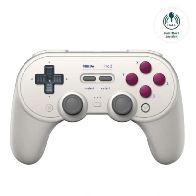 Afbeelding van 8Bitdo Pro 2 Bluetooth Controller for Switch, Hall Effect Joystick Update, Wireless Gaming PC, Android, and Steam Deck &amp; Apple (G Classic Edition)