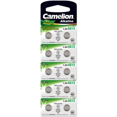 Afbeelding van Knoopcel batterij AG12 10 batterijen Camelion