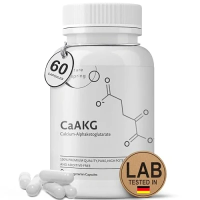 Afbeelding van Nature spring® caAKG Calcium alfaketoglutaraat, laboratoriumgetest in DE, 60 capsules, hoge dosis, 1000 mg, de beste kwaliteit zonder additieven