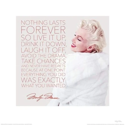 Afbeelding van Kunstdruk Marilyn Monroe Nothing Lasts Forever 40x40cm