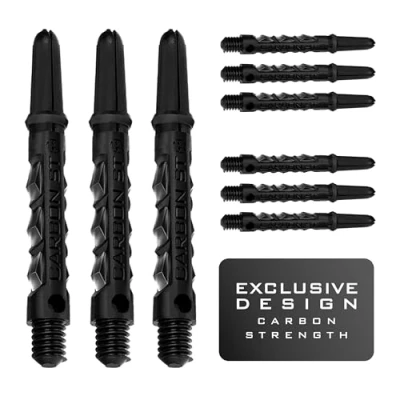 Afbeelding van Harrows Darts 3 x Set Carbon ST Dartstelen 9 Dartschachten in totaal Medium, Midi &amp; Short Tough Composite Zwart