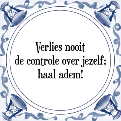 Afbeelding van Verlies nooit de controle over jezelf; haal adem Tegeltje + Spreuk