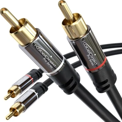 Afbeelding van KabelDirekt 2x cinch audio kabel 3 m (coax geschikt voor versterkers, stereo installaties, HiFi systemen &amp; andere toestellen met aansluitpunt, 2 naar cinch)