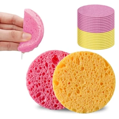 Afbeelding van Gezichtsspons, 20 stuks gecomprimeerde gezichtsbeautyspons, natuurlijke make upspons, herbruikbaar, upsponzen, spa sponzen voor gezichtsreiniging, afschminken, peeling masker