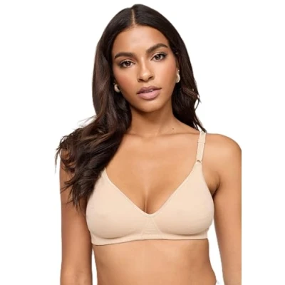 Afbeelding van Nur Die Katoenen beha, beugelloze dubbellaagse softcup zacht, comfortabel, onzichtbaar, naadloos onder de kleding voor dames, huidskleur, 90B
