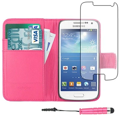 Afbeelding van ebestStar Hoes voor Samsung Galaxy S4 Mini GT i9190, i9192, i9195 Wallet Etui, Book case hoesje, standfunctie PU Flip cover + Stift, Roze [Phone: 124.6 x 61.3 8.9mm, 4.3&#039;&#039;]