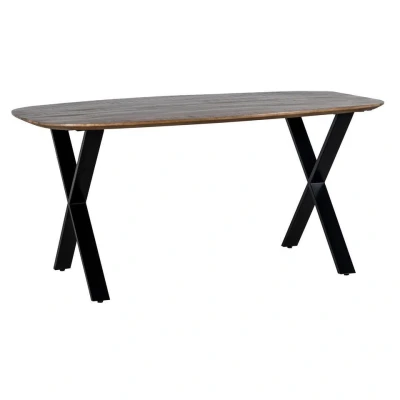 Afbeelding van Giga Meubel Eettafel Naturel 160cm Deens Ovaal Mangohout Tafel Gordon